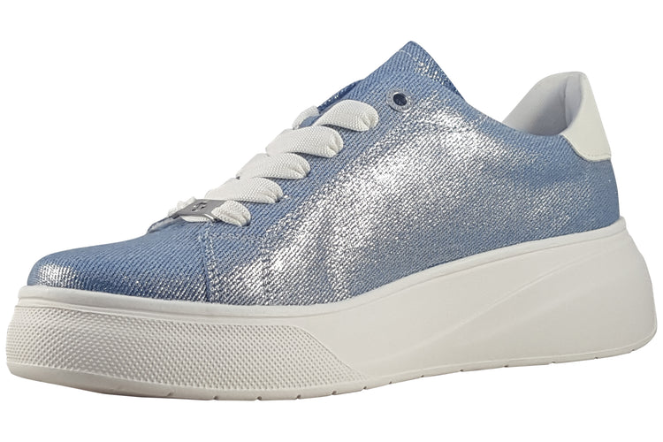 Rieker Cilla W2302-14 Jeans/Silver Womens Fashion Trainers
