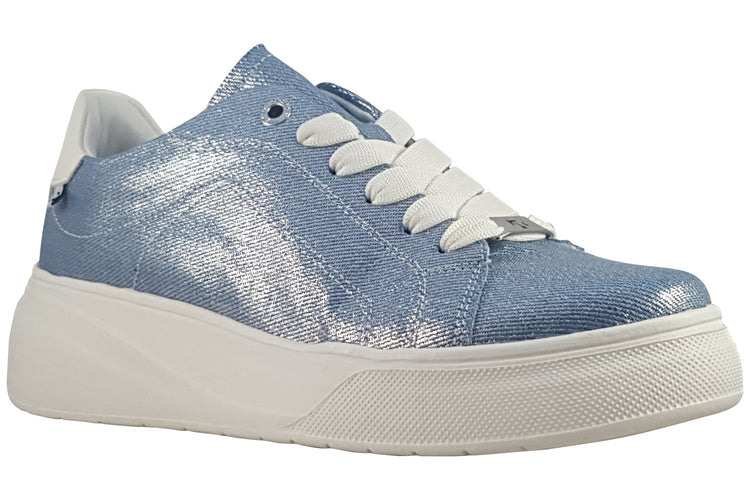 Rieker Cilla W2302-14 Jeans/Silver Womens Fashion Trainers