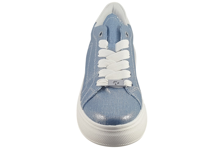 Rieker Cilla W2302-14 Jeans/Silver Womens Fashion Trainers