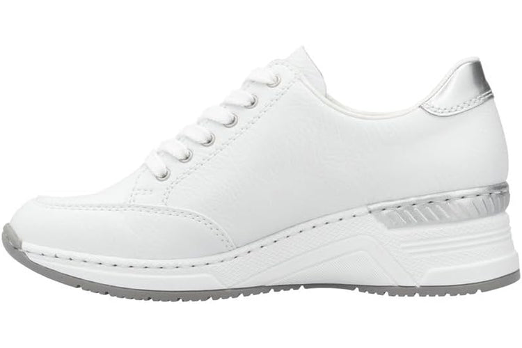 Rieker Cory-May 2 N4322 White Sliver Womens Fashion Trainers