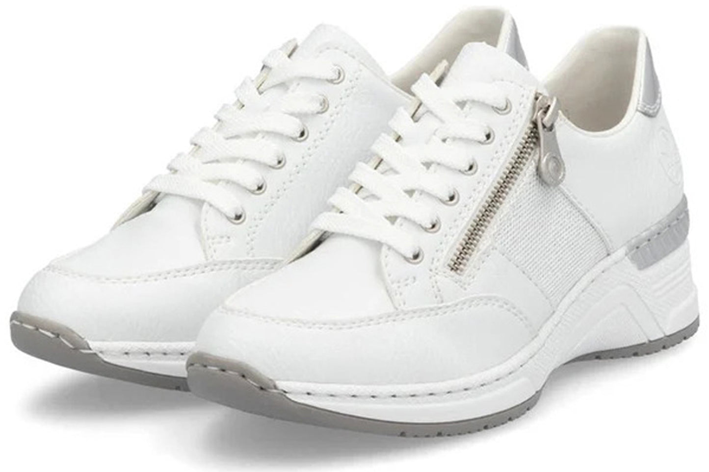 Rieker Cory-May 2 N4322 White Sliver Womens Fashion Trainers