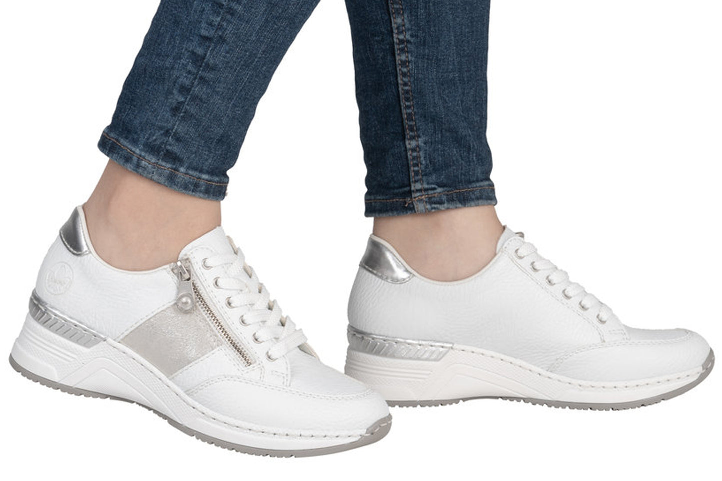Rieker Cory-May N4322 White Womens Fashion Trainers
