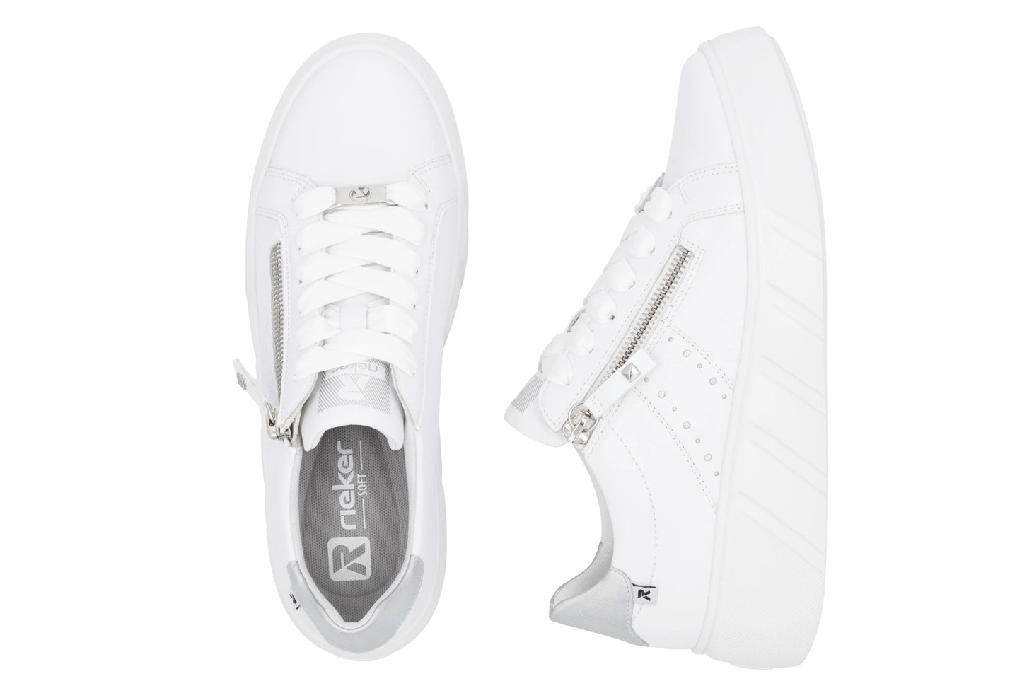 Rieker Dally W2605-80 White Womens Fashion Trainers
