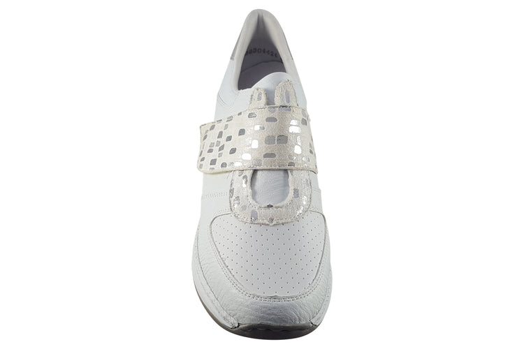 Rieker Dory N4354 White/Silver Womens Fashion Trainers