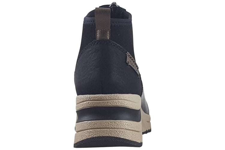Rieker Landy N9362-00 Black/Gold Womens Boots