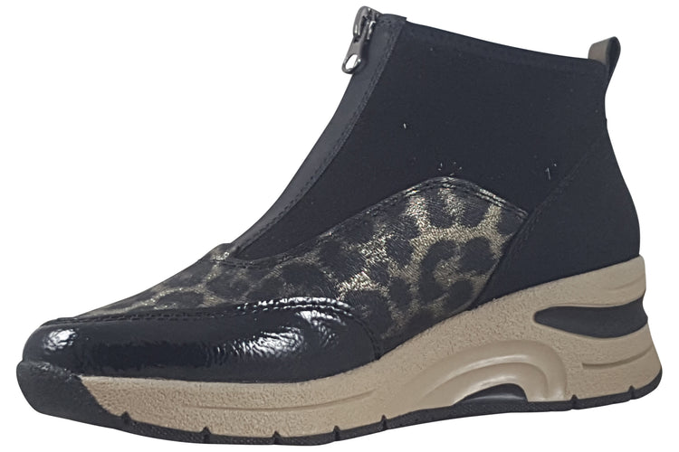 Rieker Landy N9362-00 Black/Gold Womens Boots