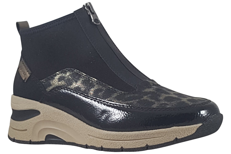 Rieker Landy N9362-00 Black/Gold Womens Boots