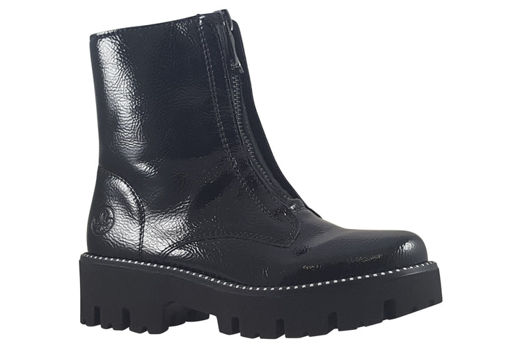 Rieker Monet Y3351-00 Black Patent Womens Boots