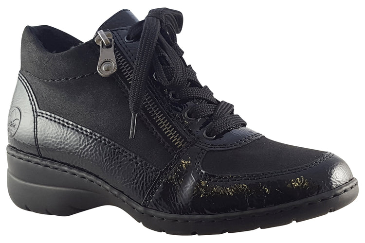 Rieker Olive L4310 Black Womens Boots