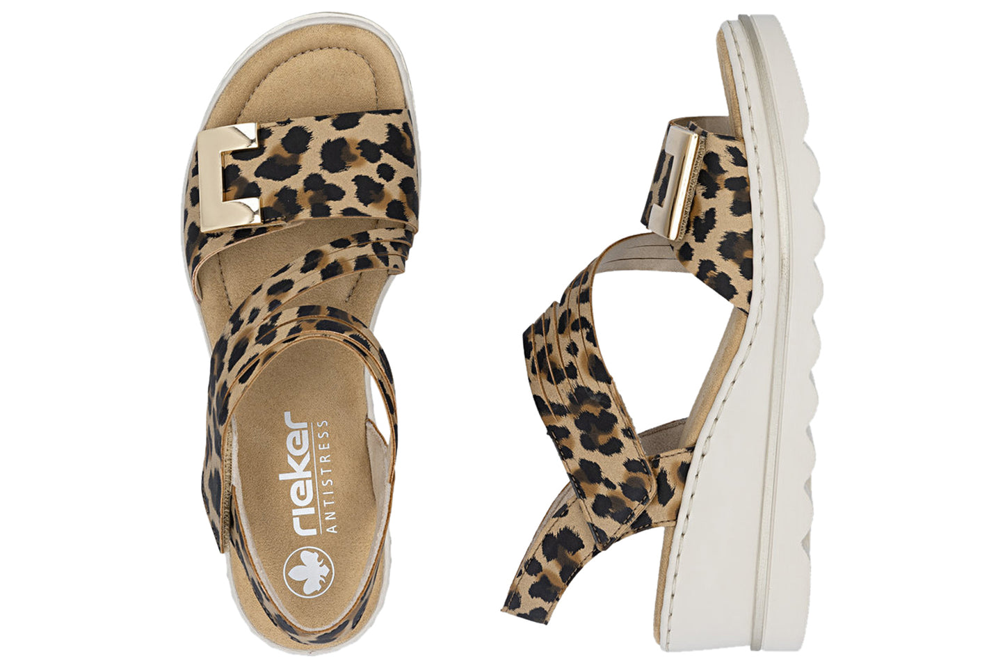 Rieker Patty 67410-90 Leopard/Beige Womens Sandals