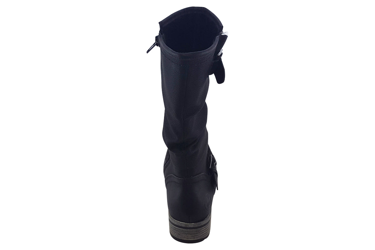 rieker pipe black womens boots back