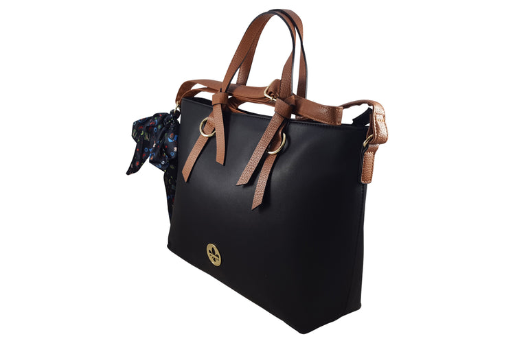 Rieker Posie Bag H1507 Black/Cognac Womens Handbag