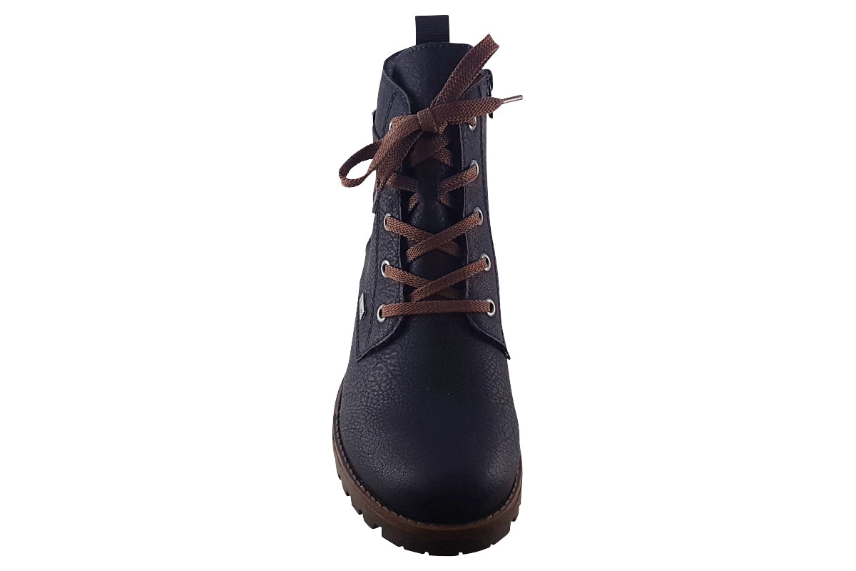 rieker pugwell 78502 black womens boots top