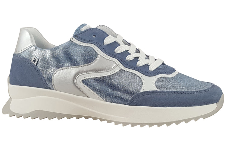 Rieker Tracey W1307-14 Jeans/Silver Womens Fashion Trainers