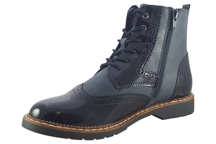 S.Oliver Camper-2 25255-43 Navy Combi Womens Boots