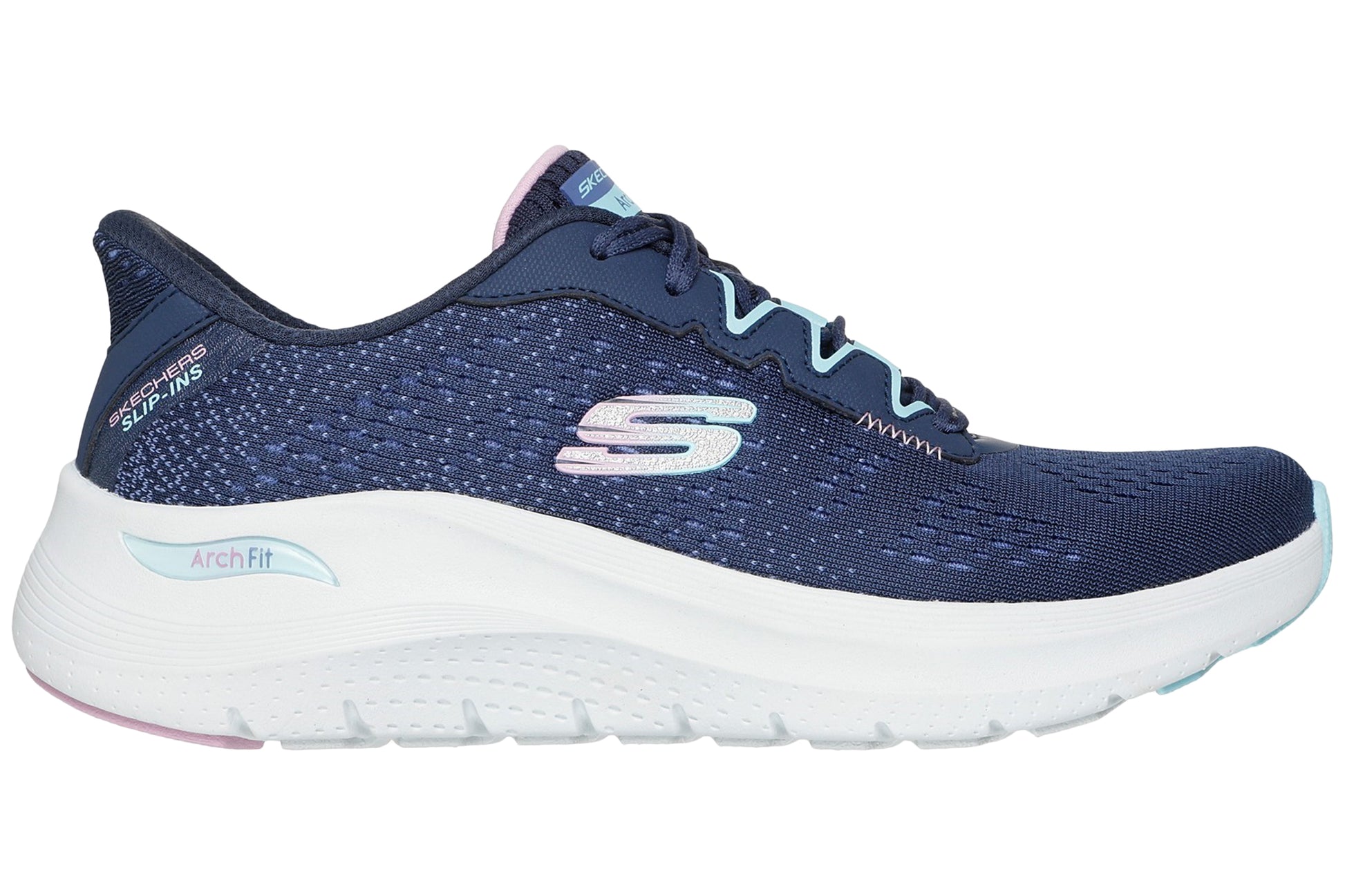 skechers-arch-fit-2-0-fresh-pace-navy-multi-ladies-sports-right-flat