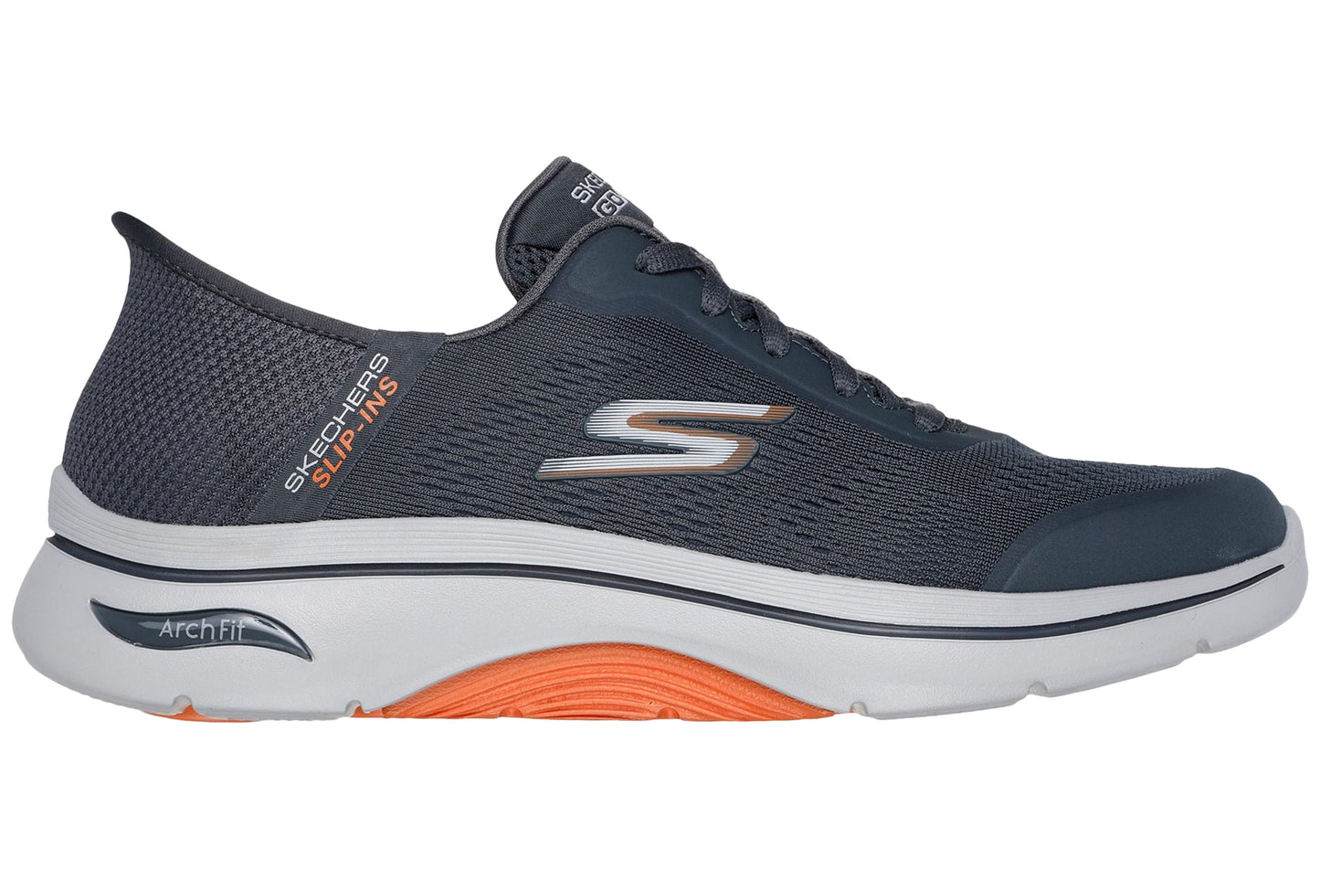 Skechers Arch Fit 2.0 Simplicity 2 Charcoal/Orange Mens Trainers