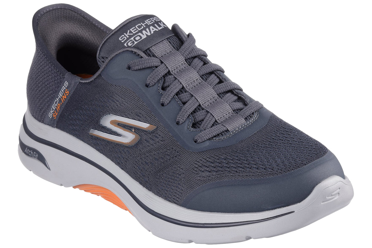 Skechers Arch Fit 2.0 Simplicity 2 Charcoal/Orange Mens Trainers