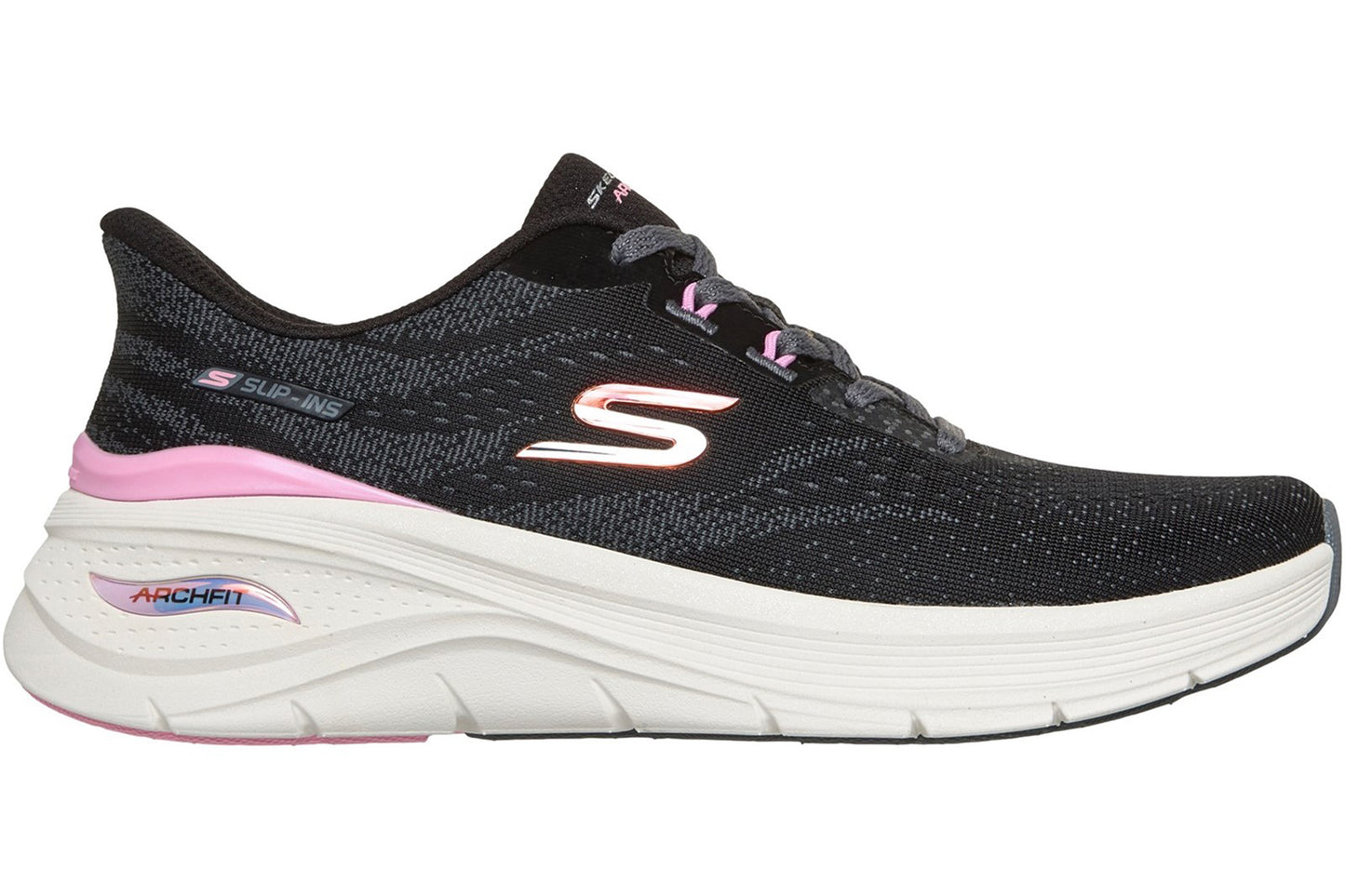 Skechers Slip-Ins Arch Fit 3.0 Black Mesh/Multi Trim Womens Fashion Trainers