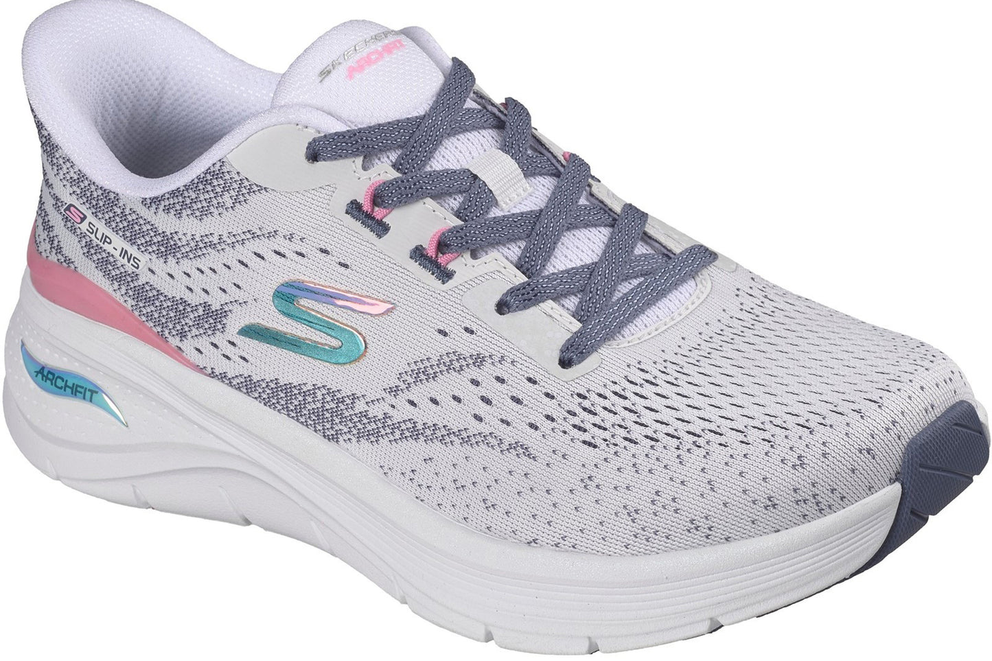 Skechers Slip-Ins Arch Fit 3.0 White Mesh/Multi Trim Womens Fashion Trainers