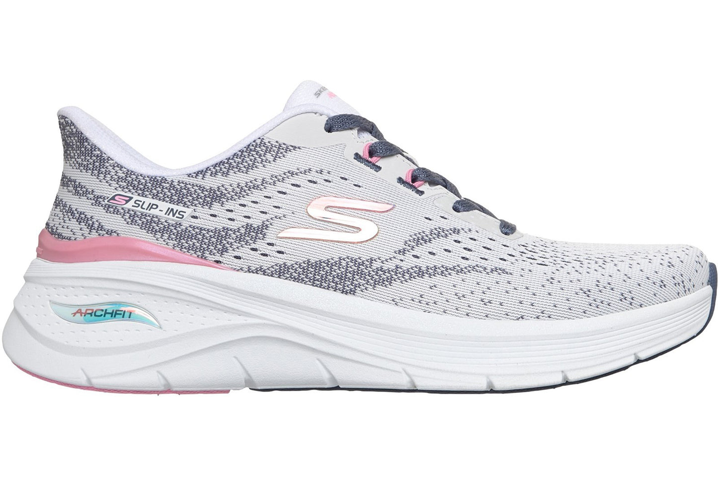 Skechers Slip-Ins Arch Fit 3.0 White Mesh/Multi Trim Womens Fashion Trainers