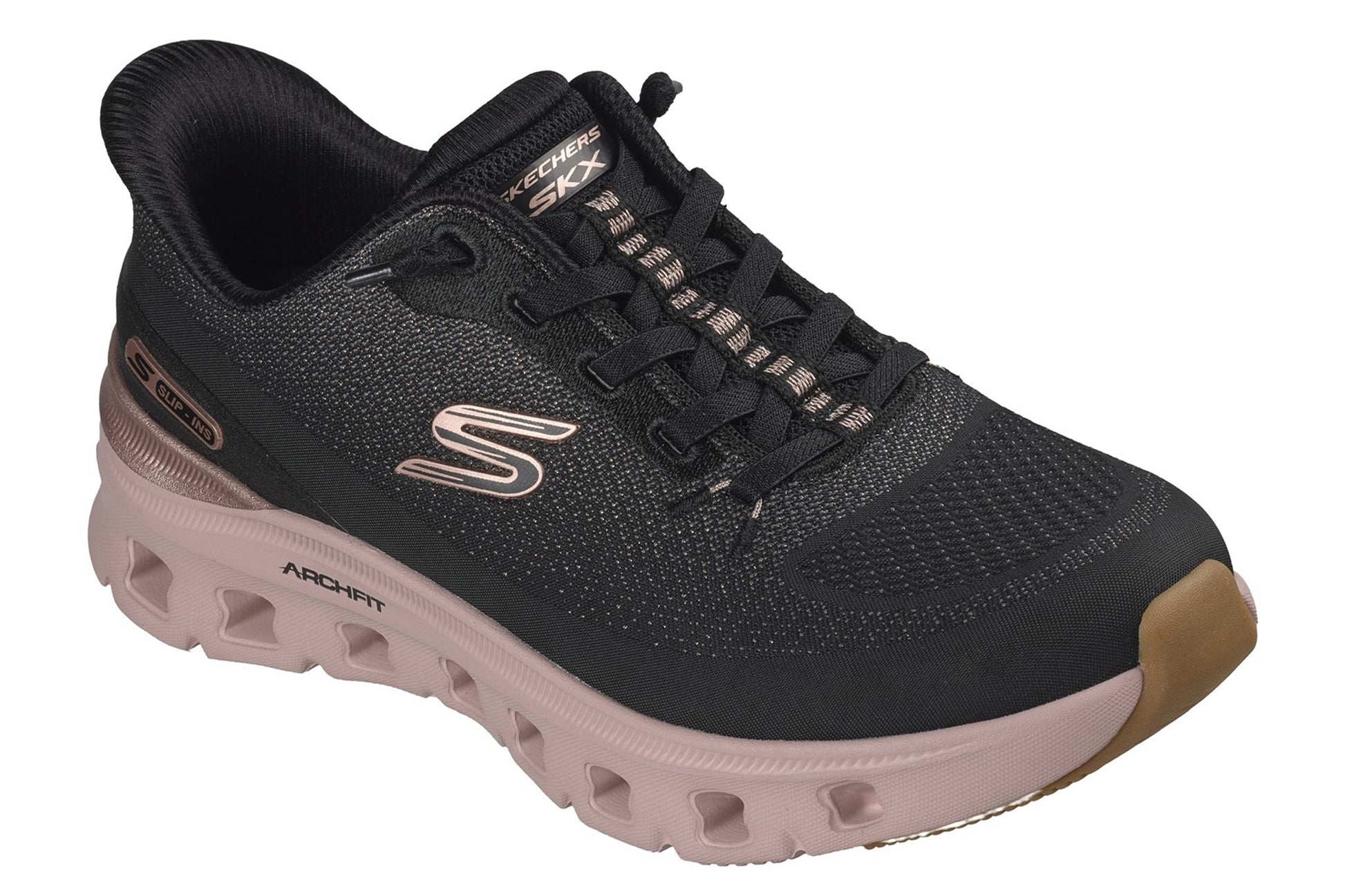 skechers-arch-fit-glide-step-pro-golden-pace-black-mesh-rose-gold-trim