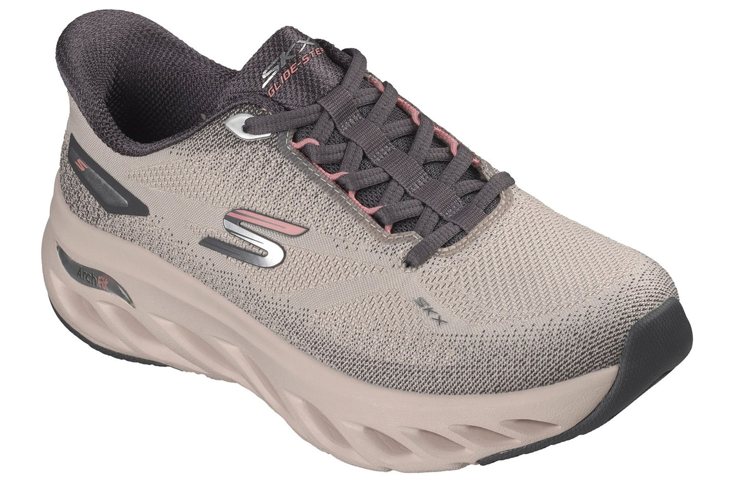 Skechers Slip-Ins Arch Fit Glide-Step Sleek Natural Mesh/Gray Trim Womens Fashion Trainers