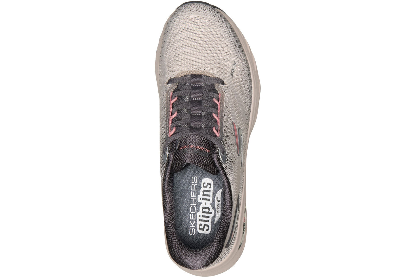 Skechers Slip-Ins Arch Fit Glide-Step Sleek Natural Mesh/Gray Trim Womens Fashion Trainers