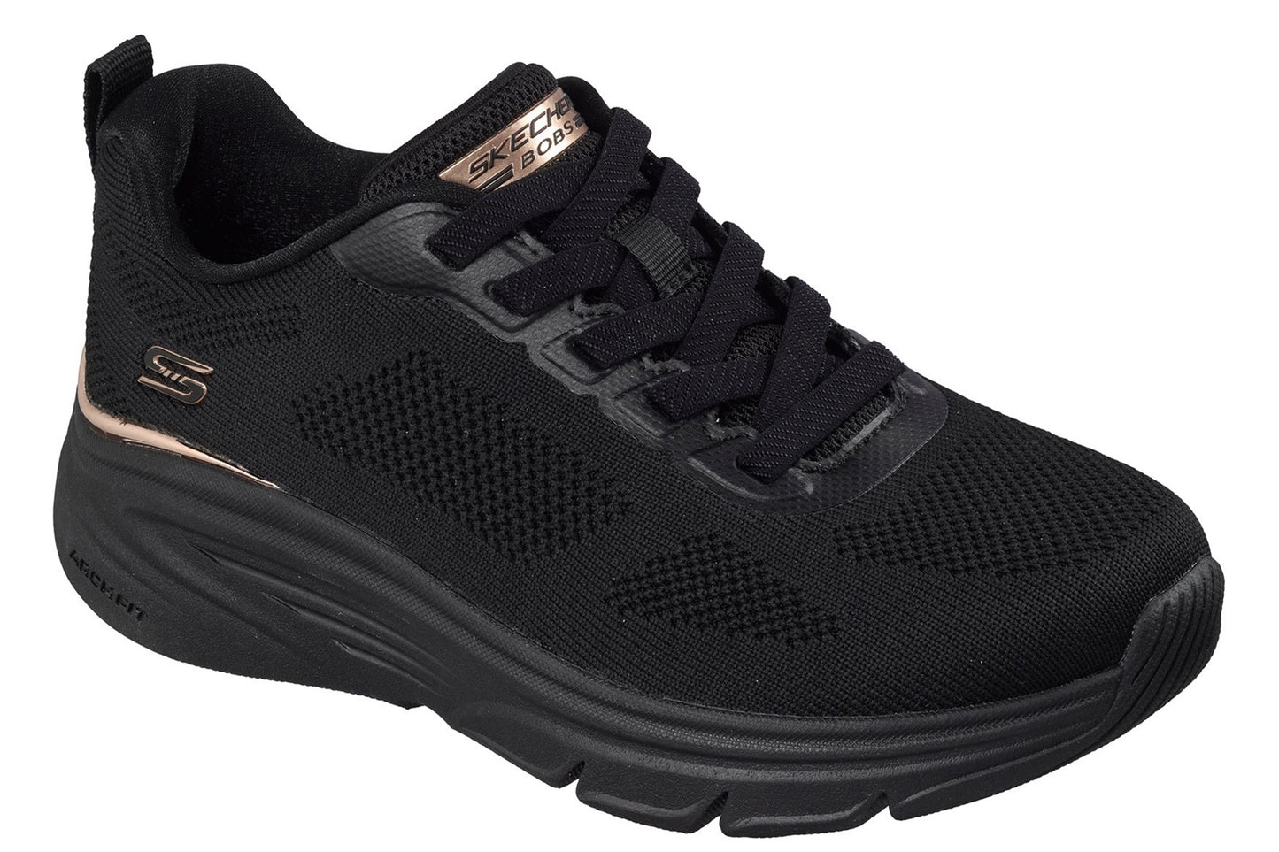 Skechers Bobs Arch Fit Elev8 Black Engineered Knit Womens Sports