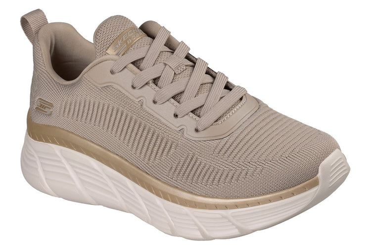 Skechers Bobs B Flex Hi Flying Taupe/Gold Engineered Knit Womens Sports