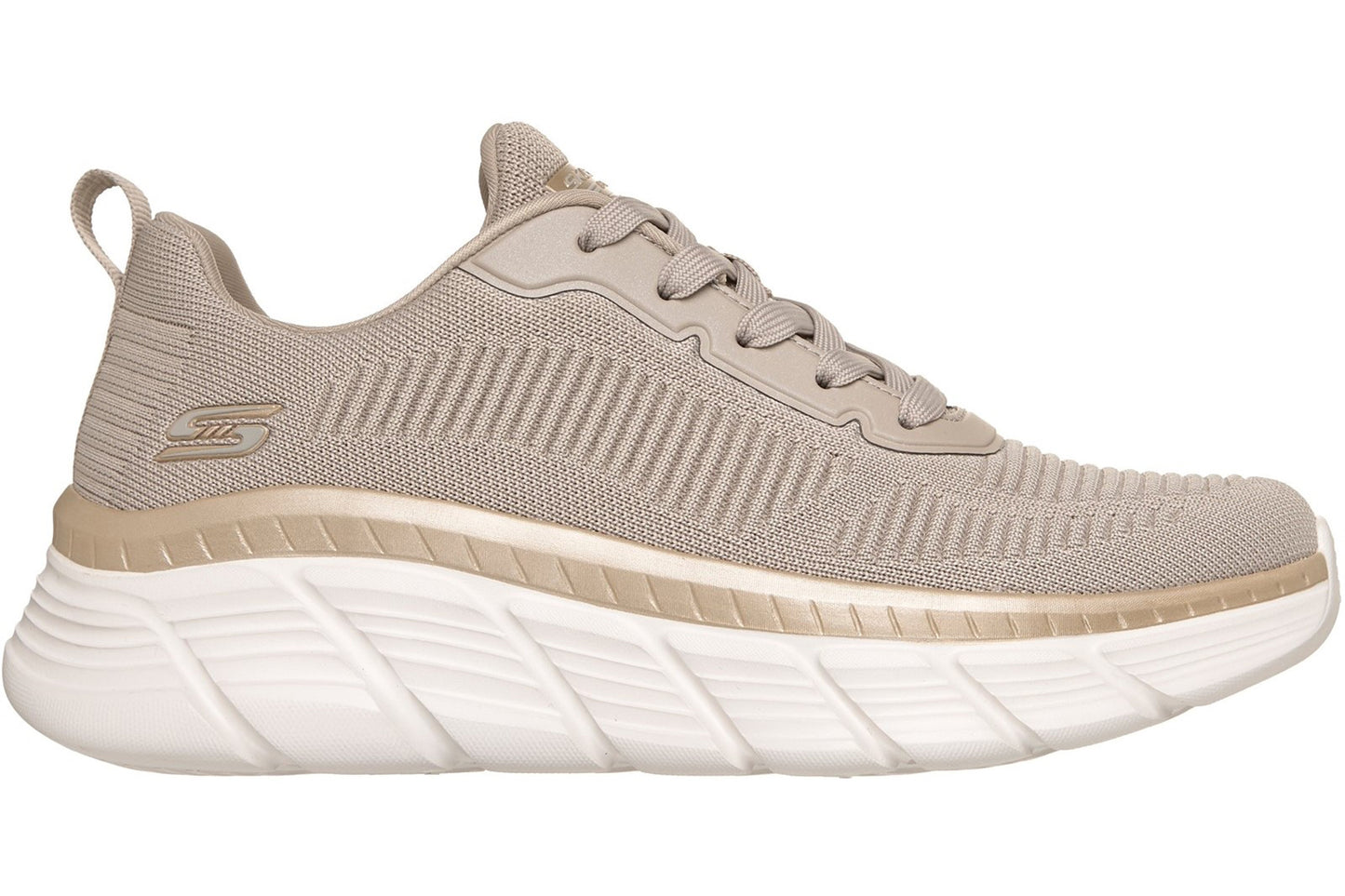 Skechers Bobs B Flex Hi Flying Taupe/Gold Engineered Knit Womens Sports