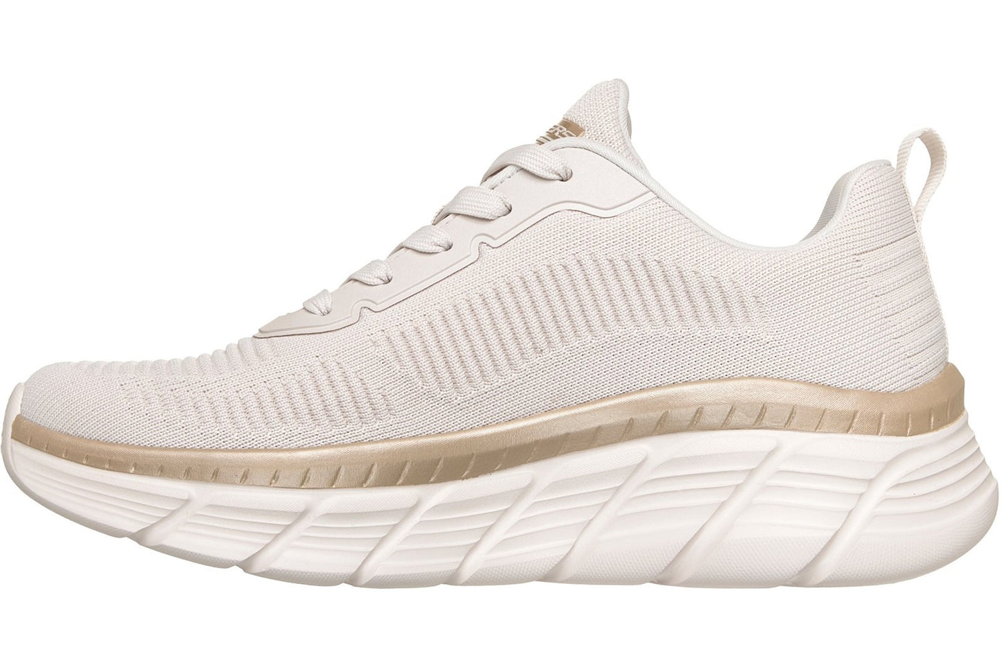 Skechers Bobs B Flex Hi Flying White/Gold Engineered Knit Womens Sports