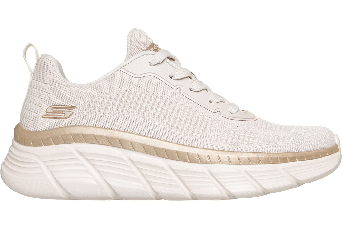 Skechers Bobs B Flex Hi Flying White/Gold Engineered Knit Womens Sports