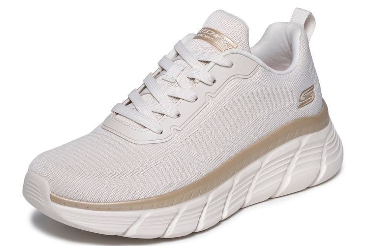Skechers Bobs B Flex Hi Flying White/Gold Engineered Knit Womens Sports
