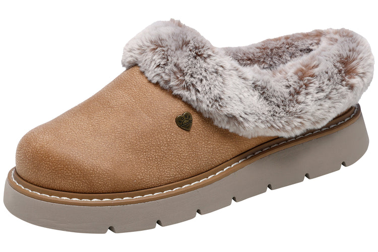 Skechers Bobs Cozy Blend 114762 Womens Slippers Chestnut