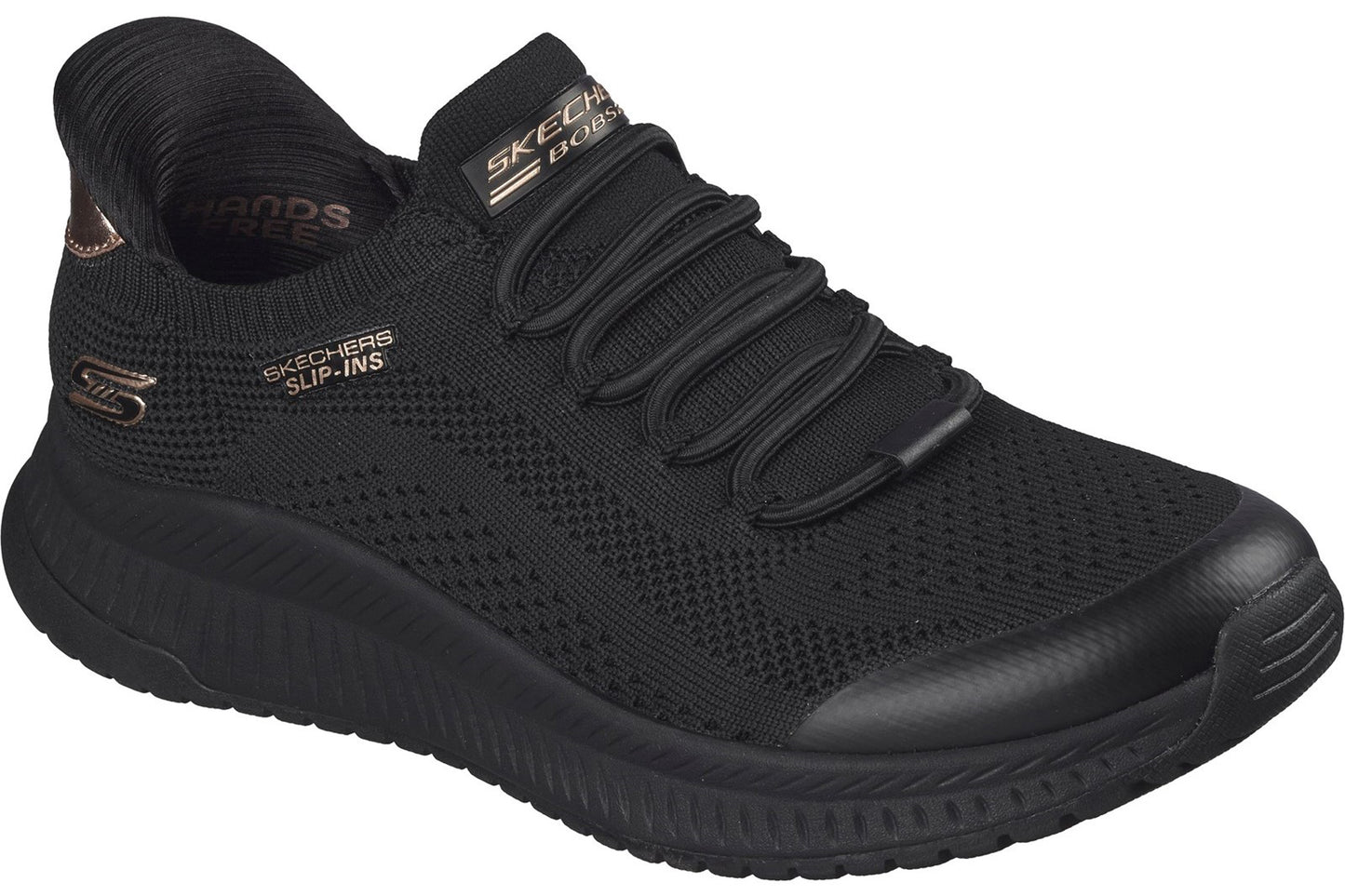Skechers Slip-Ins Bobs Sport Squad 4 Dire Black/Black Sole Womens Fashion Trainers
