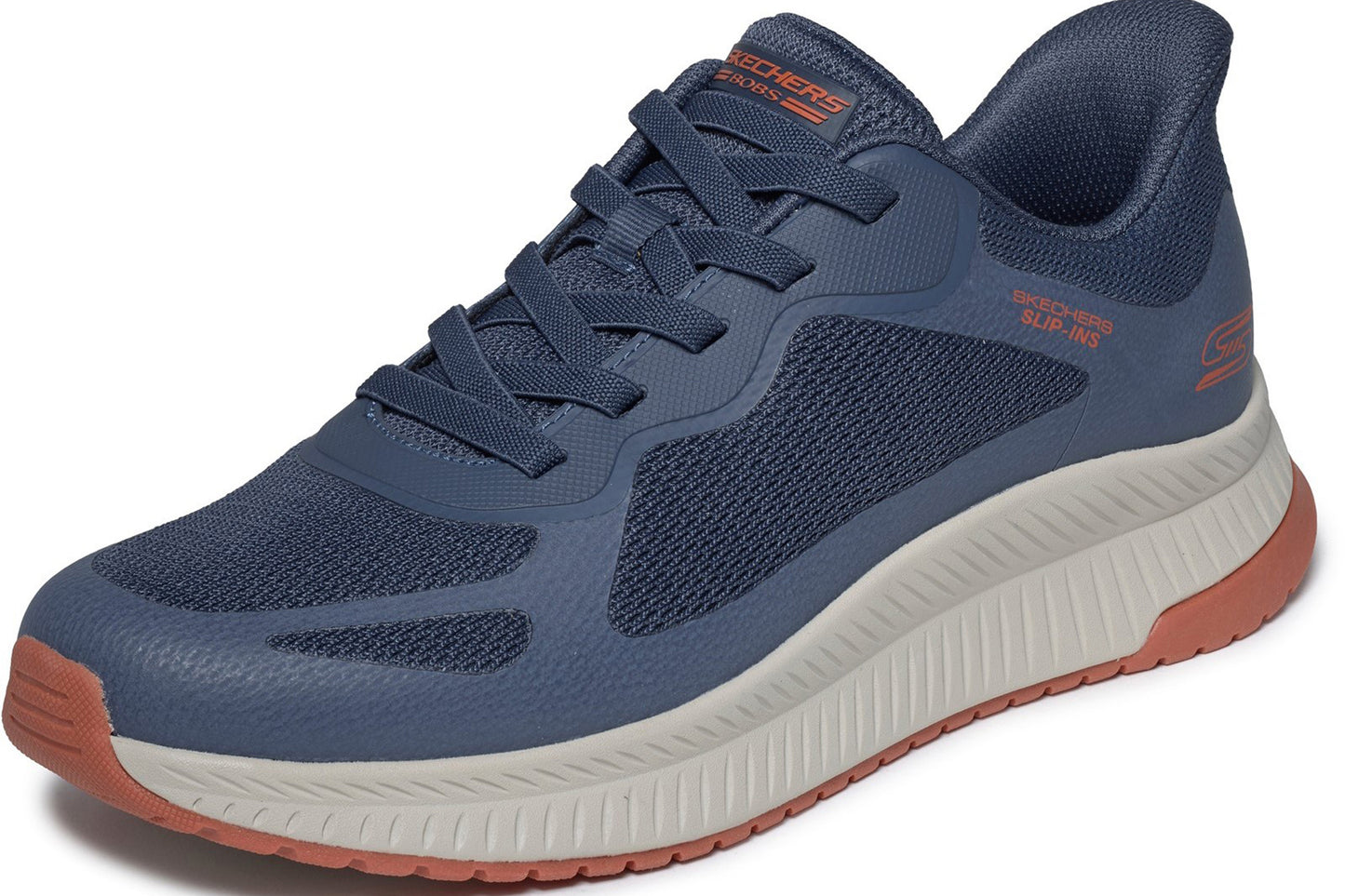 Skechers Slip-Ins Bobs Sport Squad Chaos 4 Navy/Orange Mens Trainers