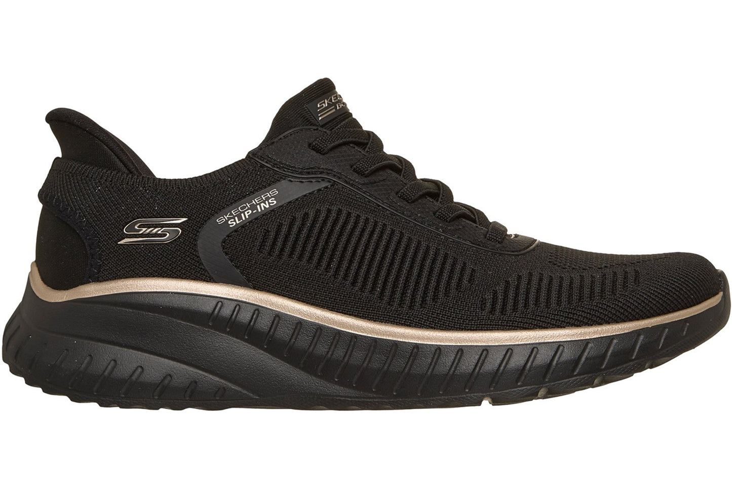 Skechers Slip-Ins Bobs Sport Squad Chaos Black /Rose Gold Womens Sports