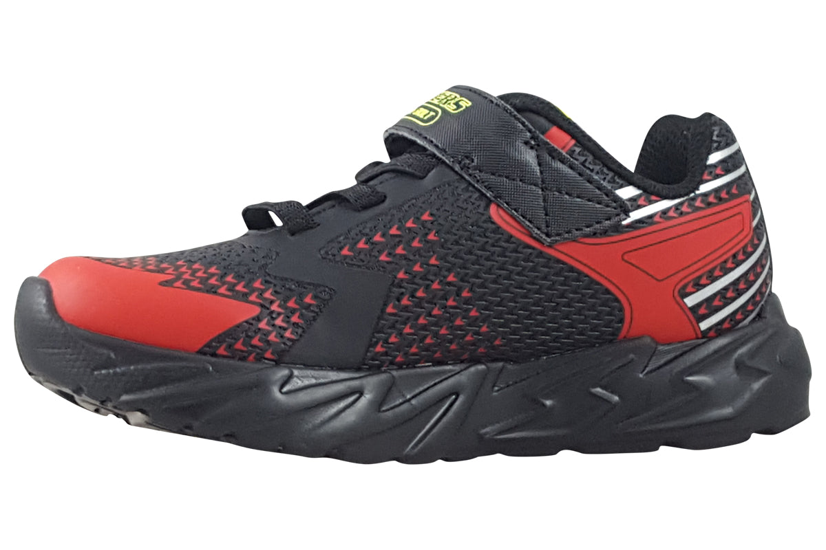 skechers bolt flex   glow black red trainers left