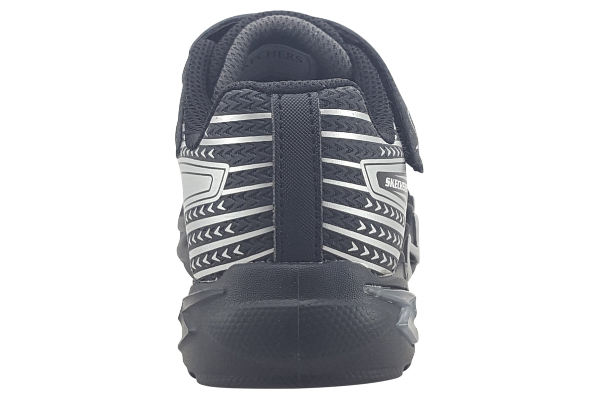 skechers bolt flex glow 400138l black silver trainers back