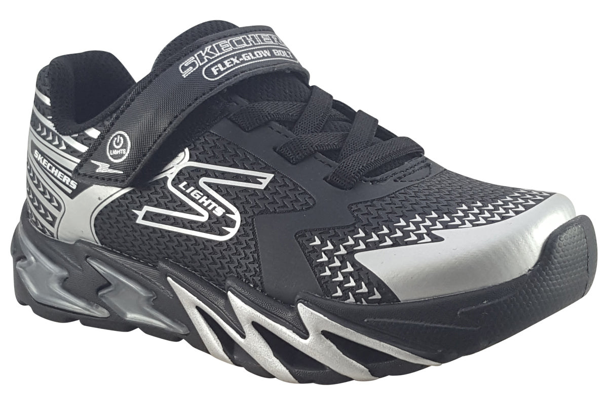 skechers bolt flex glow 400138l black silver trainers right