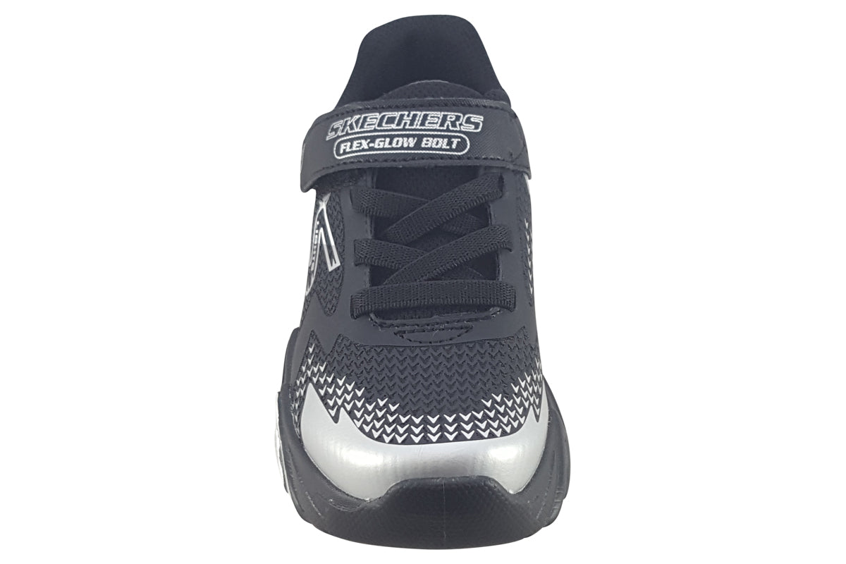skechers-bolt-flex-glow-400138l-black-silver-trainers-top