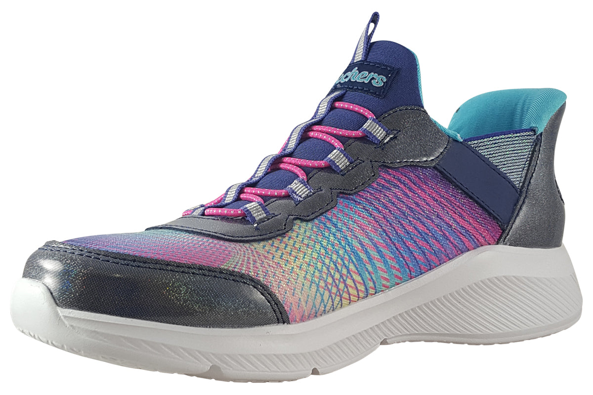 skechers colorful prism navy multi trainers left
