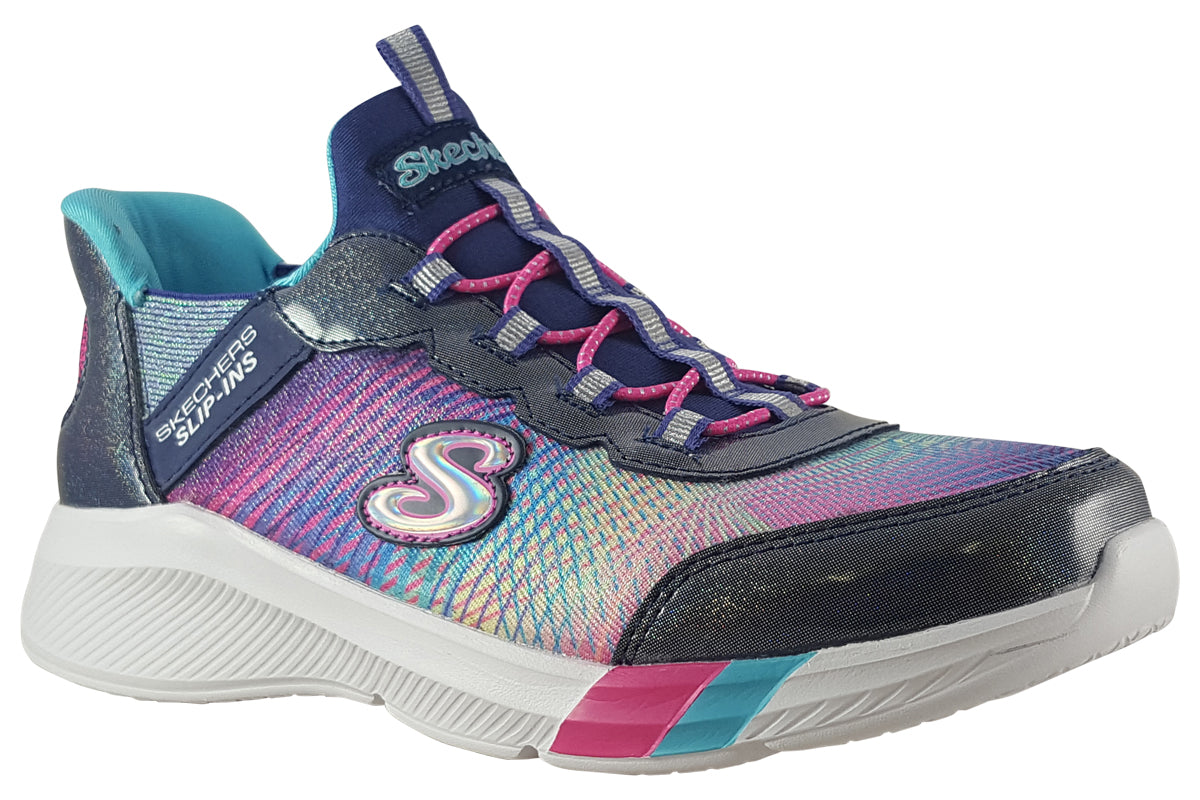 skechers colorful prism navy multi trainers right