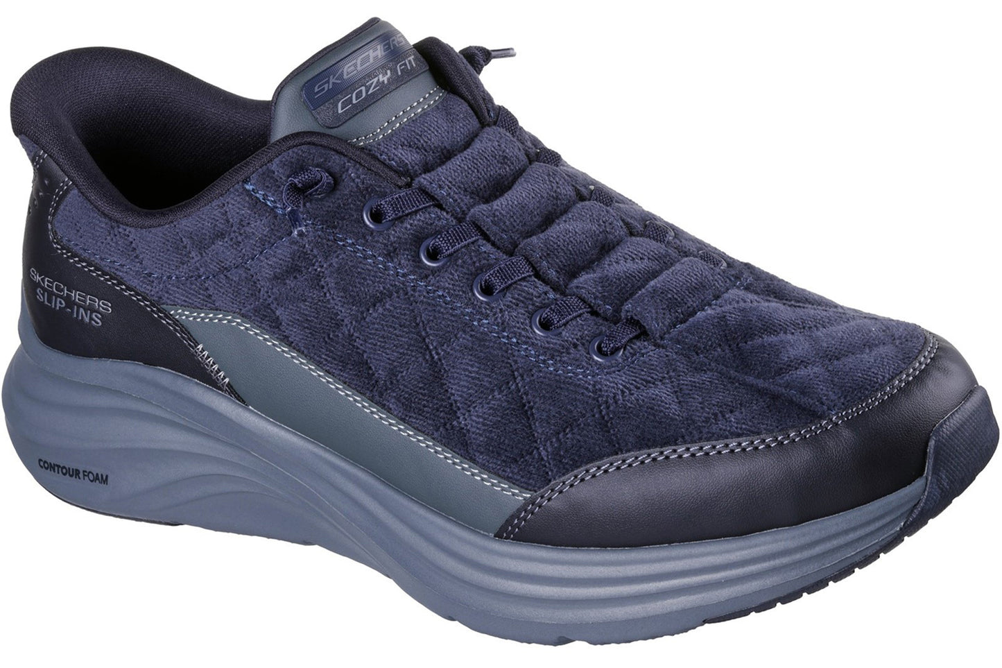 Skechers Slip-Ins Contour Foam Cordelux Navy Mens Trainers
