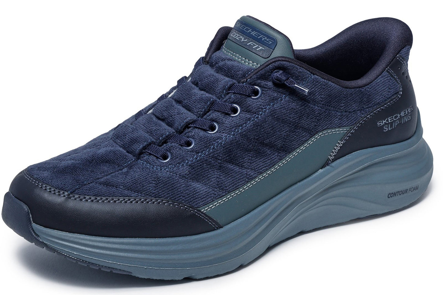 Skechers Slip-Ins Contour Foam Cordelux Navy Mens Trainers