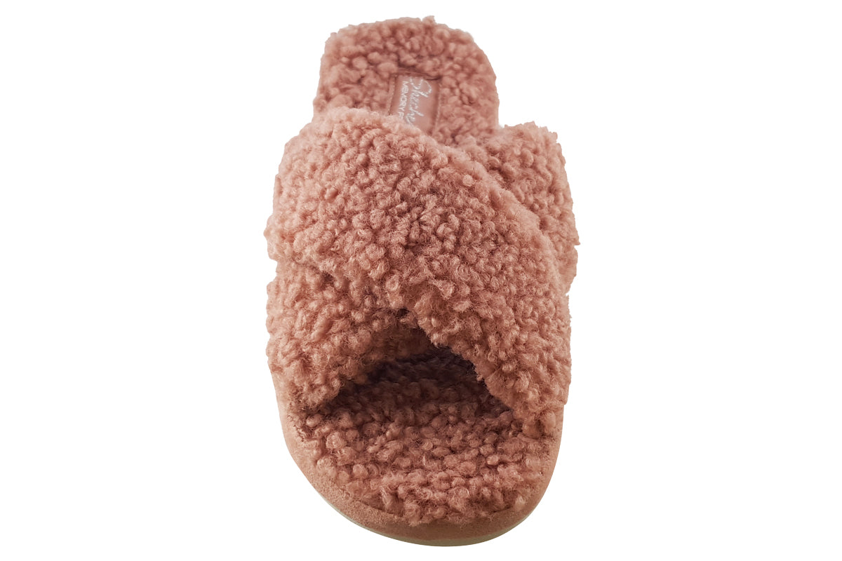 skechers cosy slide rose pink slippers top