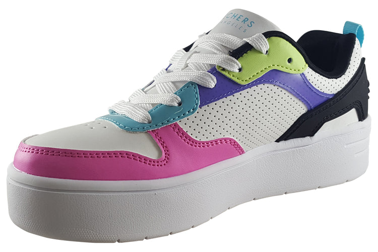 Skechers CourtHigh Crush 310191L White/Black/Multi Girls Sports