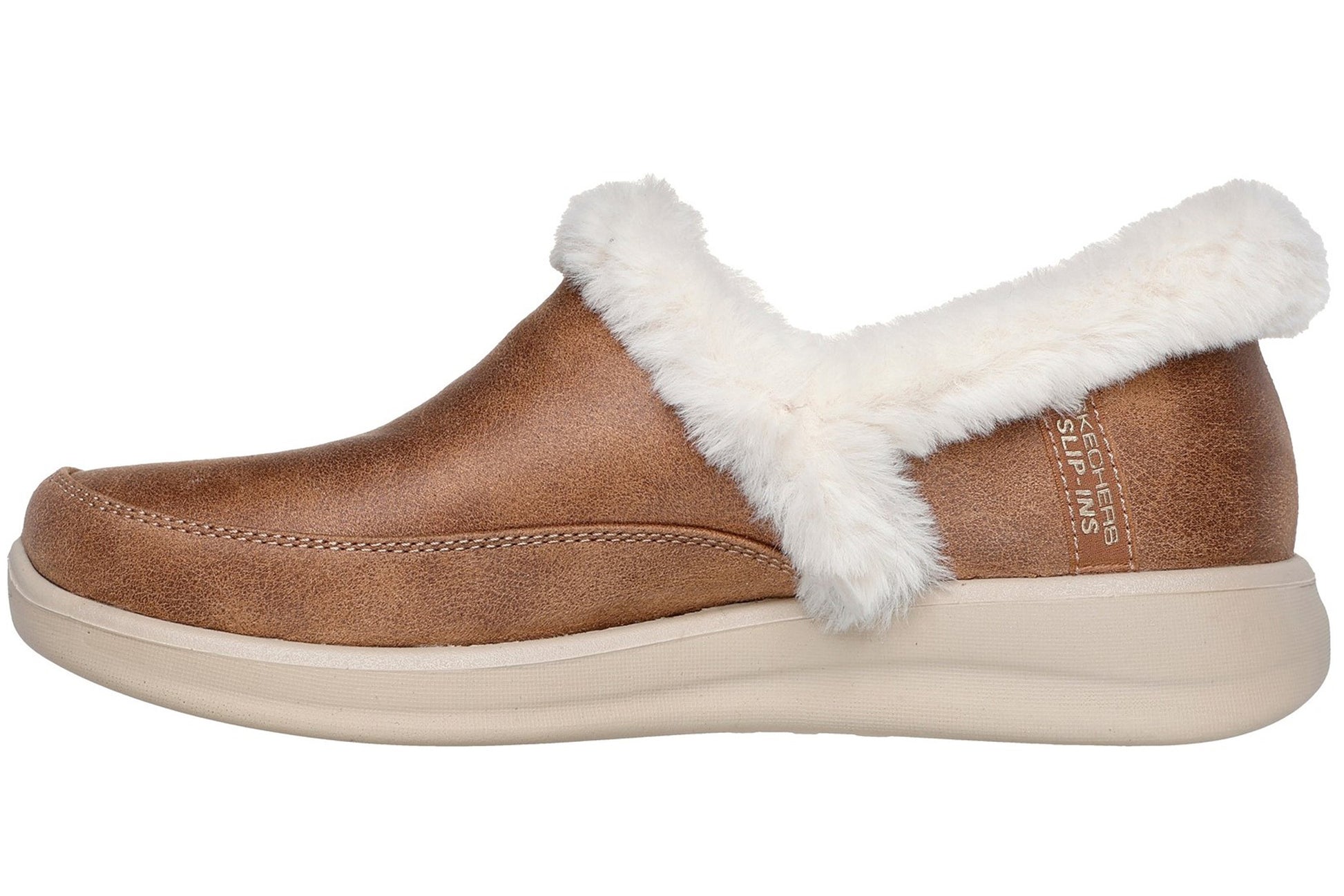 skechers-cozy-escape-womens-slippers-chestnut-left-flat