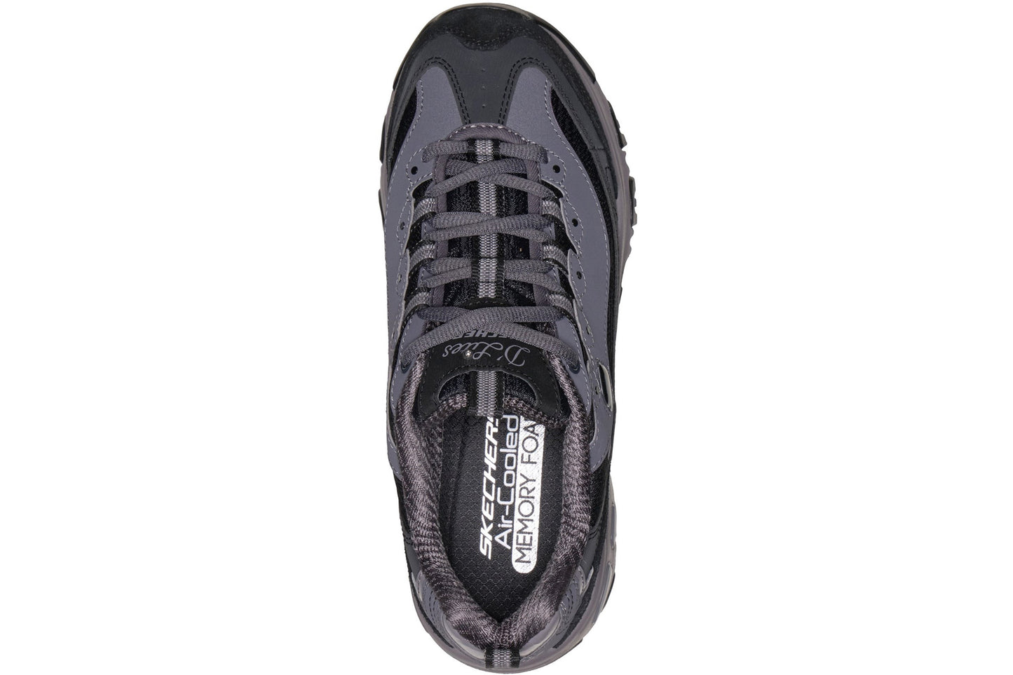 Skechers D'Lites Modern Classic BLK Duraleather/Charcoal Trim Womens Fashion Trainers
